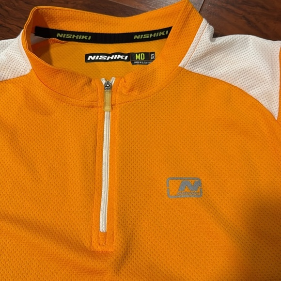 Nishiki Cycling Jersey Men's MD 1/4 Zip Orange White - Picture 4 of 4